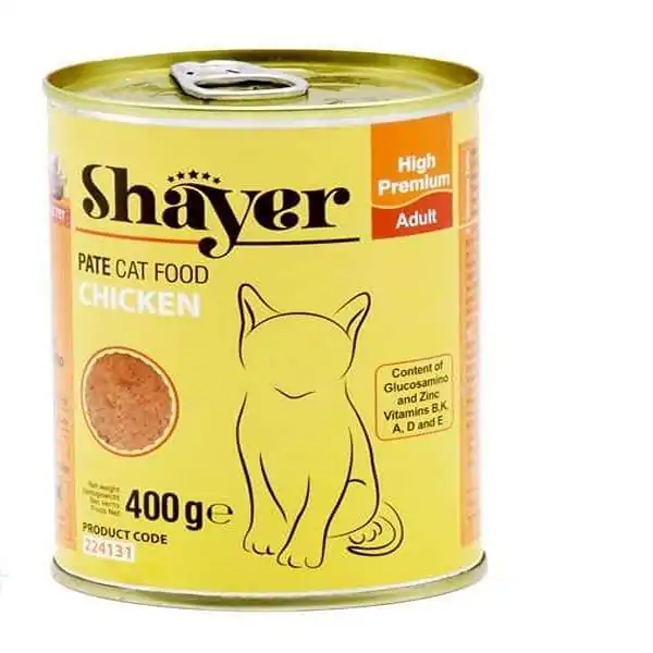 کنسرو پته گربه Shayer با طعم مرغ وزن ۴۰۰ گرم