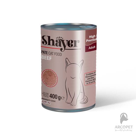 کنسرو پته گربه Shayer با طعم گوشت قرمز وزن ۴۰۰ گرم