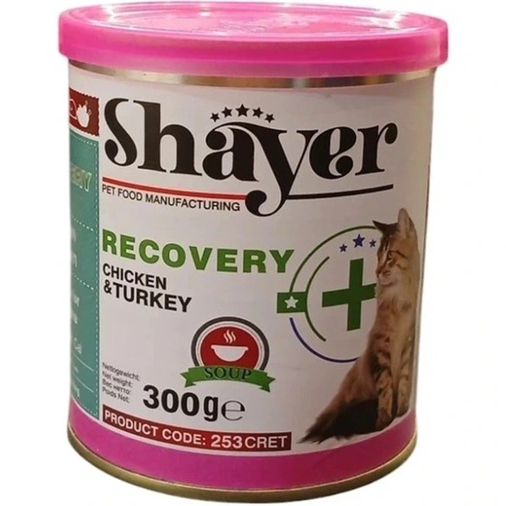 کنسرو ریکاوری گربه Shayer با طعم مرغ و بوقلمون وزن 3۰۰ گرم
