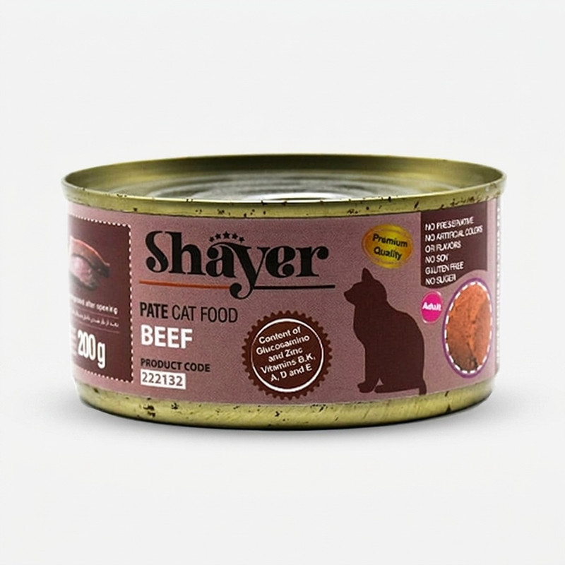 کنسرو گربه Shayer با طعم گوشت قرمز وزن 2۰۰ گرم