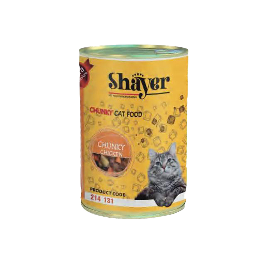 کنسرو گربه Shayer مدل چانک با طعم مرغ وزن ۴۰۰ گرم