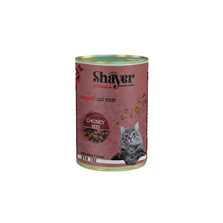 کنسرو گربه Shayer مدل چانک با طعم گوشت قرمز وزن ۴۰۰ گرم