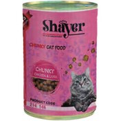 کنسرو گربه Shayer مدل چانک با طعم مرغ و جگر وزن ۴۰۰ گرم