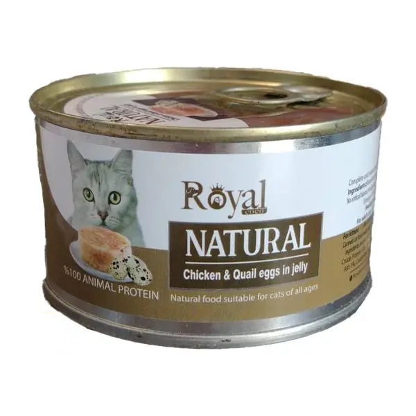 کنسرو نچرال گربه Royal COCO با طعم مرغ و تخم بلدرچین در ژله وزن ۲۲۰ گرم