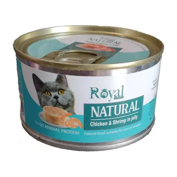 کنسرو نچرال گربه Royal COCO با طعم مرغ و میگو در ژله وزن ۲۲۰ گرم