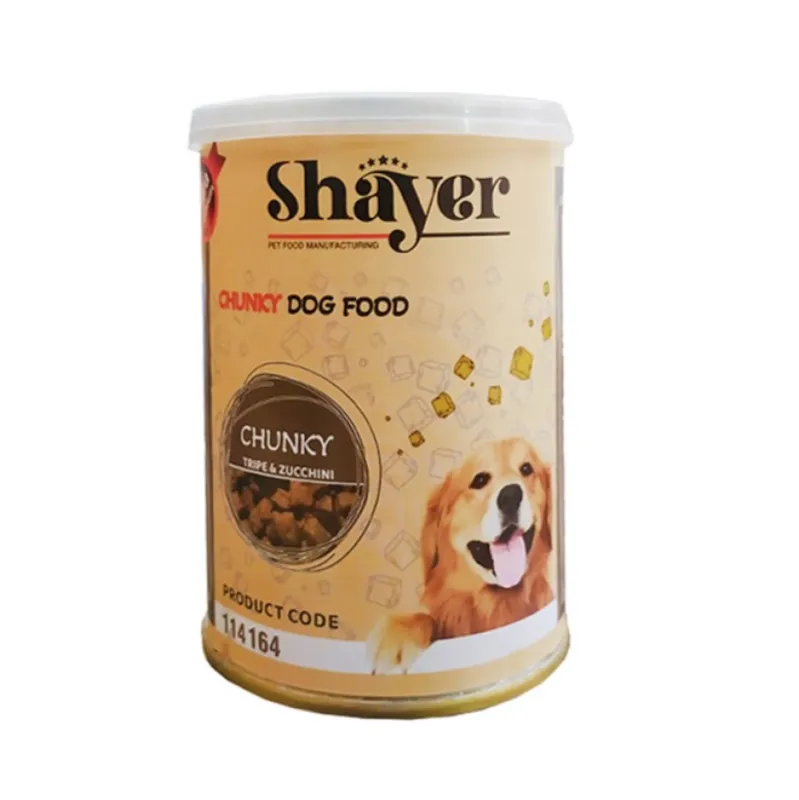 کنسرو سگ Shayer مدل چانک با طعم سیرابی و کدو سبز وزن ۴۰۰ گرم