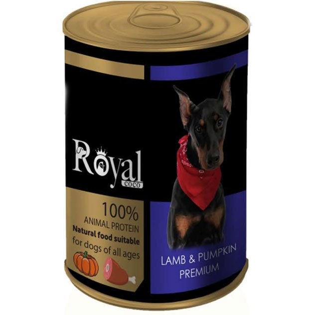 کنسرو پته سگ Royal COCO با طعم گوشت بره و کدوحلوایی وزن 380 گرم