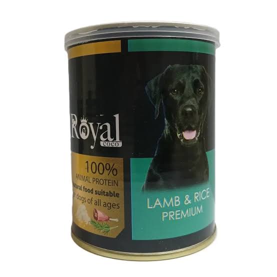 کنسرو پته سگ Royal COCO با طعم گوشت بره و برنج وزن 380 گرم