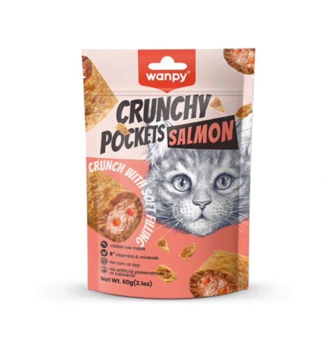 تشویقی گربه Wanpy Crunchy با طعم سالمون وزن 60 گرم