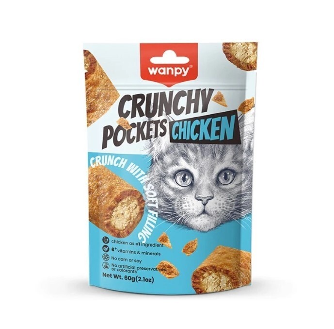 تشویقی گربه Wanpy Crunchy با طعم مرغ وزن 60 گرم