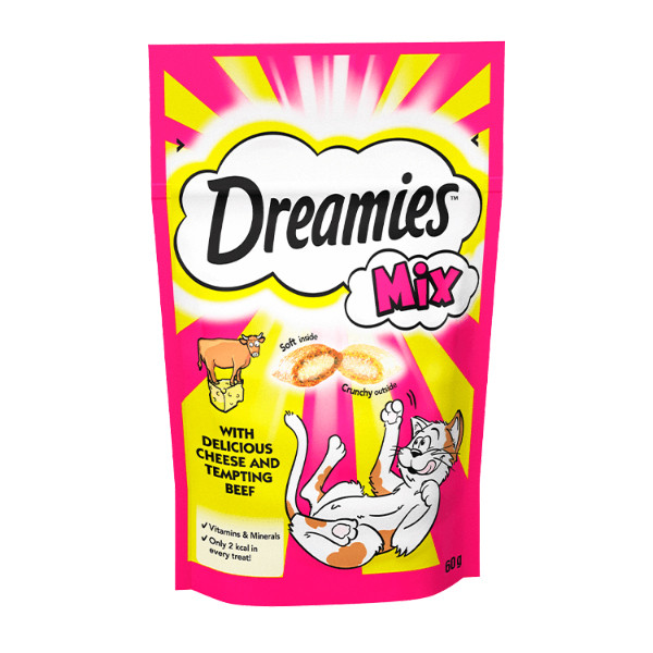 غذای تشویقی گربه Dreamies مدل Snack With Beef And Chese وزن 60 گرم